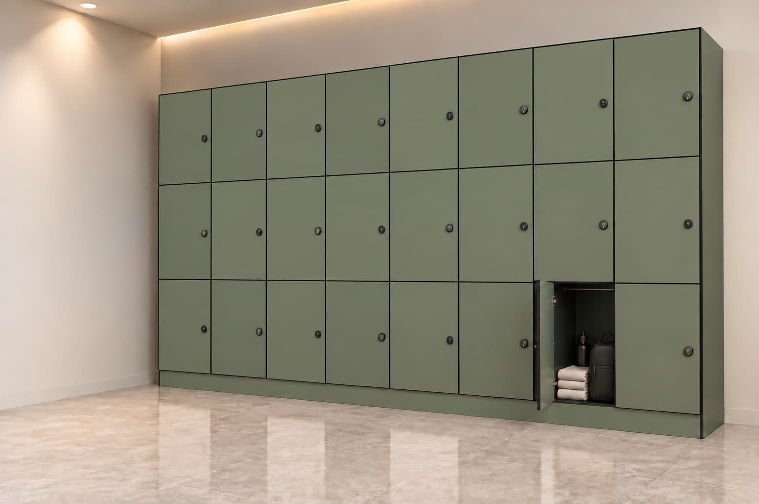 Tier 3 Locker HPL locker 3-door module product visual