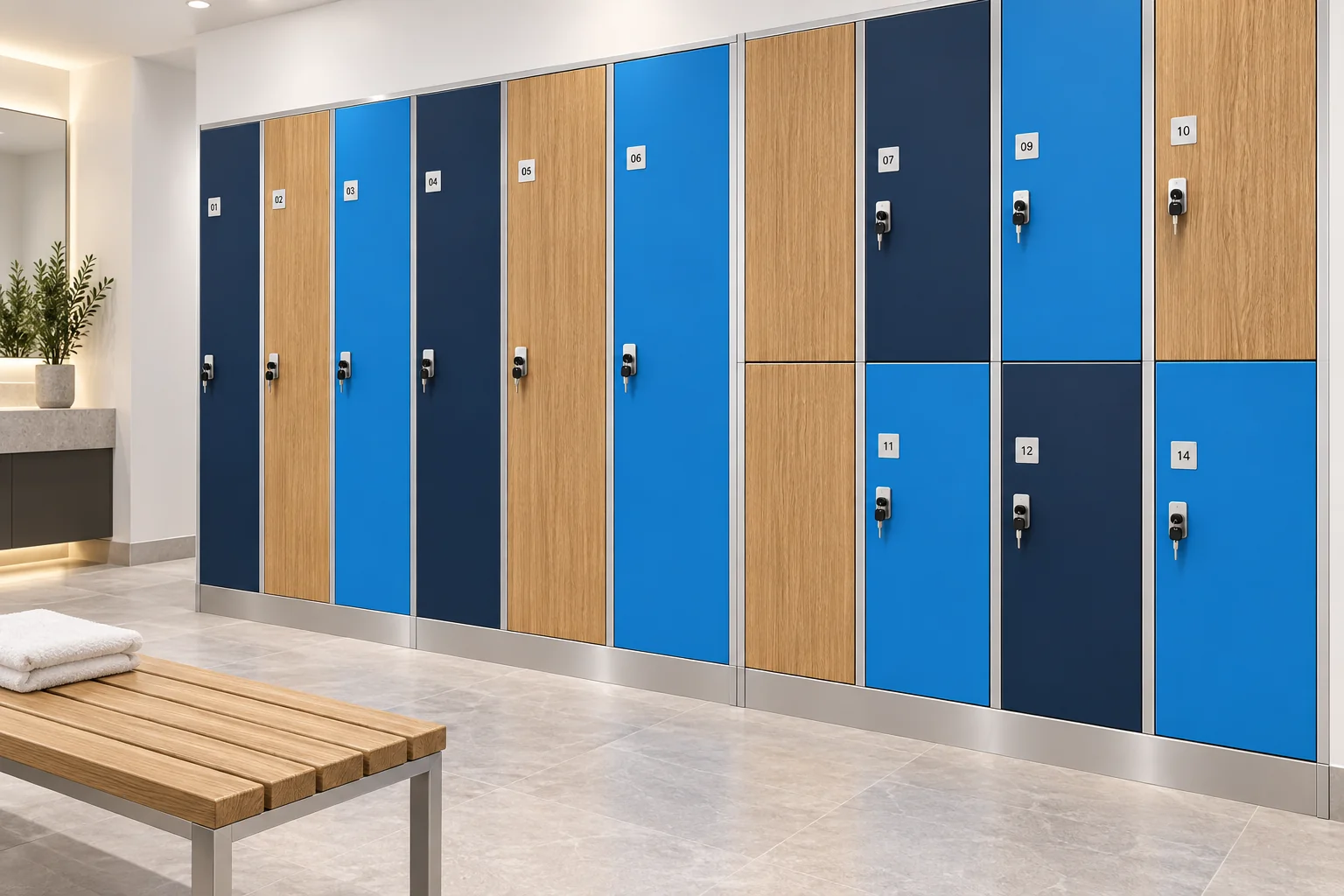 HPL Lockers concept visual: single-tier and multi-tier storage banks