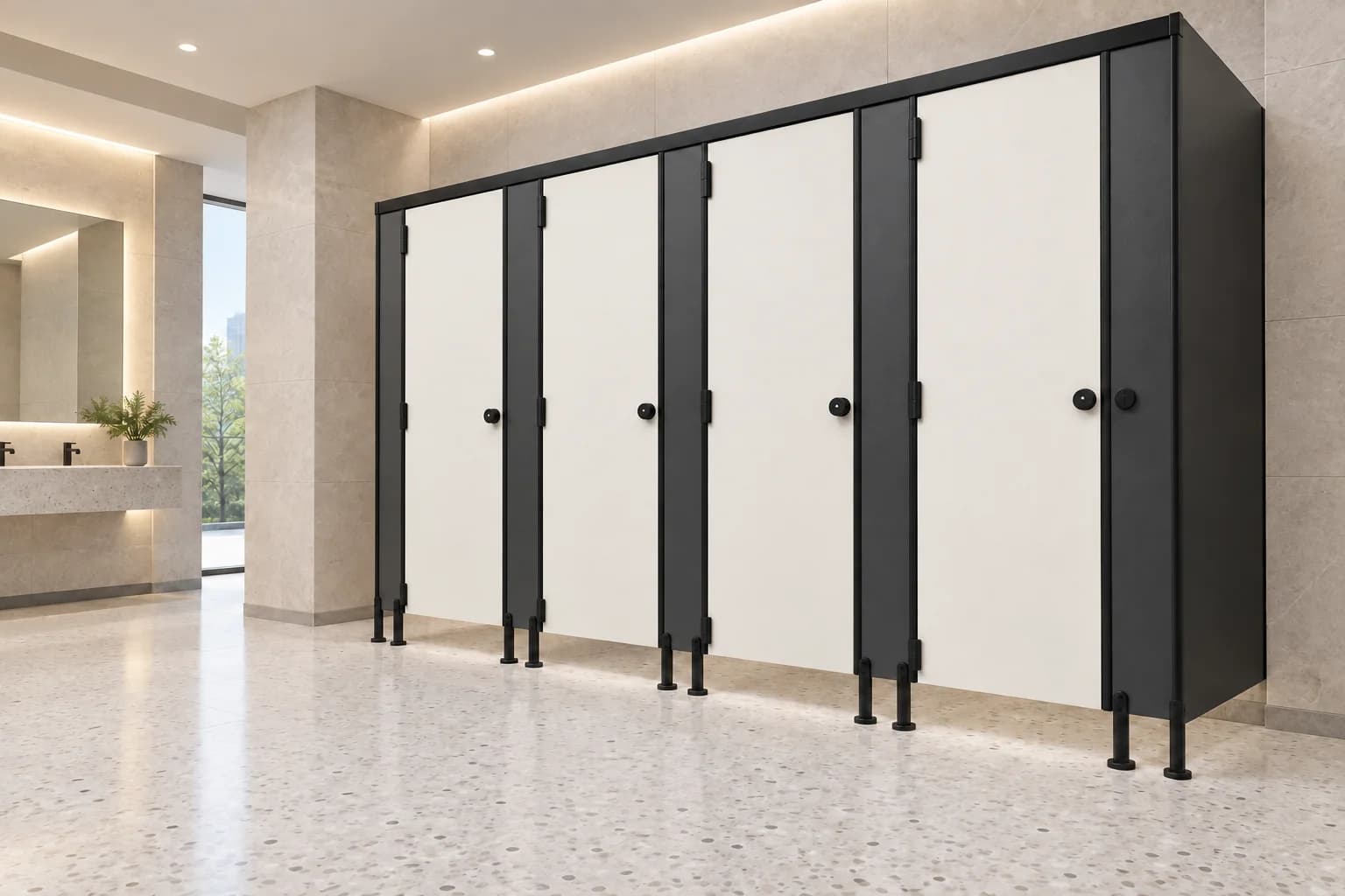Titan Black concept visual: dual-tone cubicle panels framed by black profiles